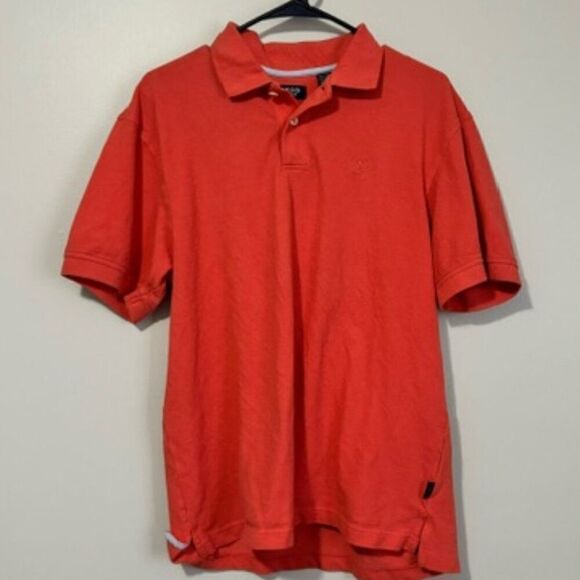 USED Men's IZOD Short Sleeve Polo Shirt Color Red/Pink Size Medium - Picture 1 of 2